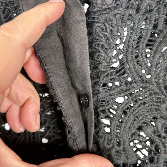 Soft Surroundings Black Lace Top Crochet Lace Whimsigoth Button Up Sz Petite XS - Picture 5 of 10